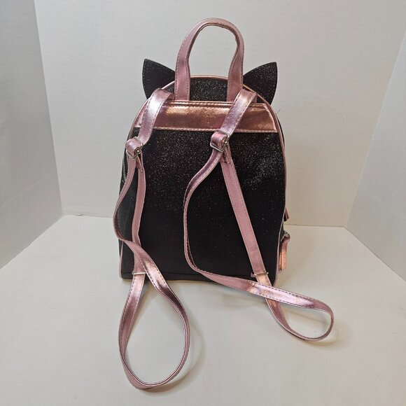 Under One Sky Accessories Black Glitter Kitty Cat Face Pink Straps Backpack Bag main image 4